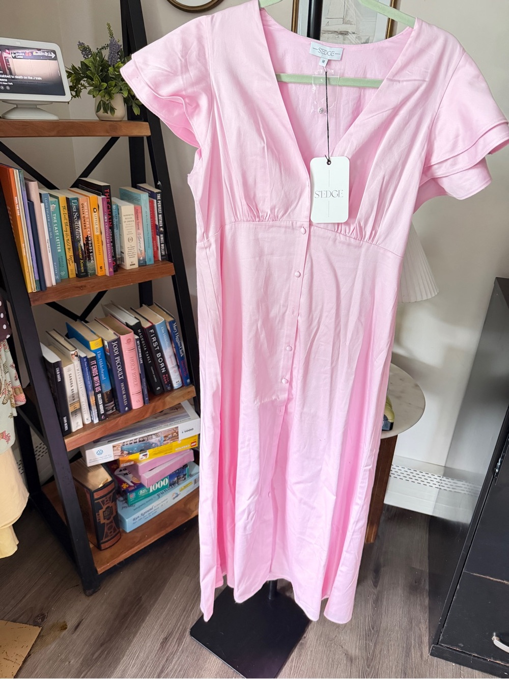 S’Edge Frances V-Neck Flutter Dress - Size Medium - Picture 2 of 4